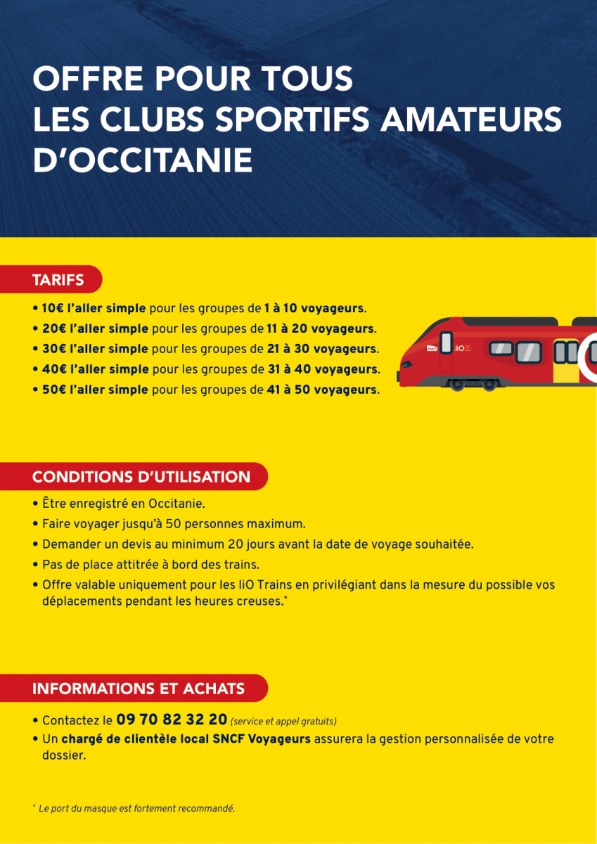 L'Occitanie lance une offre de billet de train à 1 euro pour les clubs  sportifs amateurs de la région