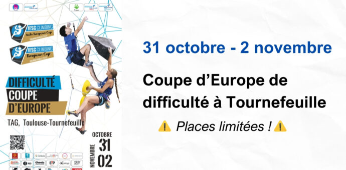 Coupe d’Europe de difficulté jeunes et sénior – Du 31 octobre au 2 novembre à Tournefeuille