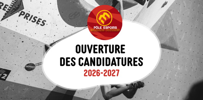 Ouverture des candidatures au Pôle Espoir Escalade et à l&rsquo;Antenne du Pôle France sénior de Toulouse.